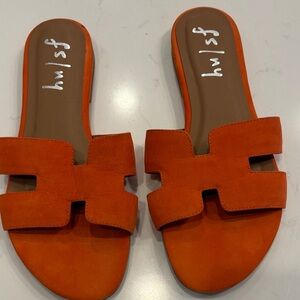 French Sole Vibrant Orange Slide Sandals